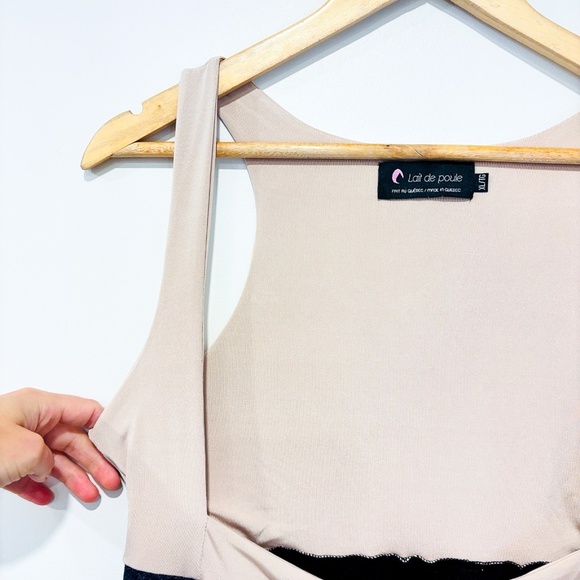 🌼NWOT🌼 LAIT DE POULE Beige and blue denim-style fitted dress - Picture 3 of 9